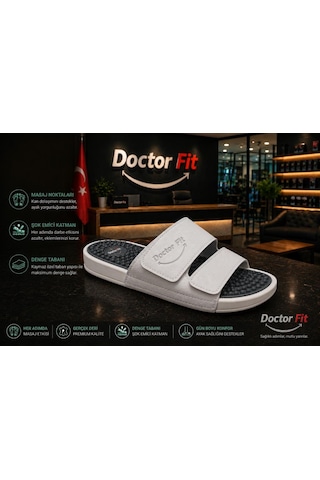 Doctor Fit Refleksoloji Rahatlatıcı,akapunktur Masaj Terliği Beyaz Erkek Terliği 45 Numara