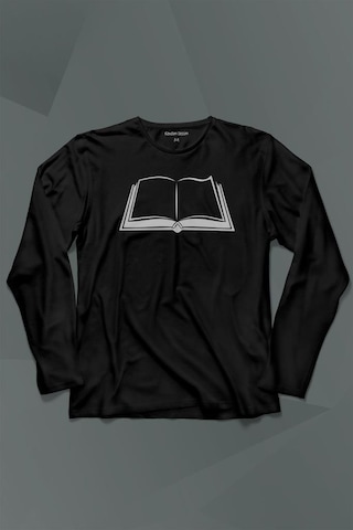 Açık Kitap Sayfası Edebiyat Roman Şiir Şair Adam Uzun Kollu Tişört Baskılı T-shirt 001