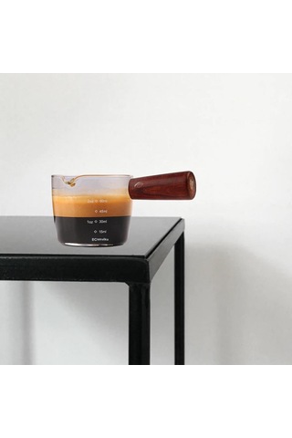 Suntek Espresso Bardağı Ölçüm Kabı Ahşap Saplı Ölçü Çift Çıkışlı
