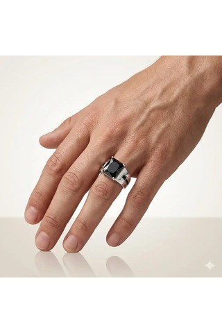 Nur Silver Gümüş Erkek Yüzük - Nur-yz83540