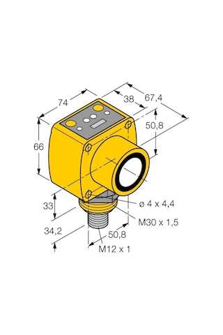 Turck Ru8m-q50-lıu26x4-h1151 Ultrasonik Sensör , 8m. Algılama Mesafesi, 4-20ma/0-10v, M12 Konnektörlü