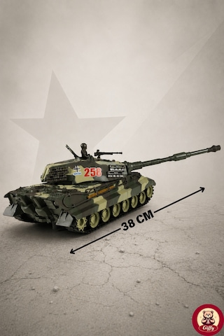 Oyuncak Uzaktan Kumandalı Tank Leopard Model Alman Tankı Sesli Led Işıklı Müzikli Ses Ve Atış Efektli Şarjlı Göndesi 360 Dönen Rc Tank 1:20 Ölçek 38 Cm Kahverengi