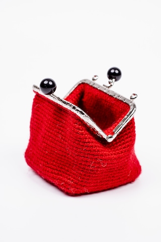 Fabric Craft Bag Bozuk Para Cüzdanı Merserize Pamuk Klipsli Örgü Kırmızı