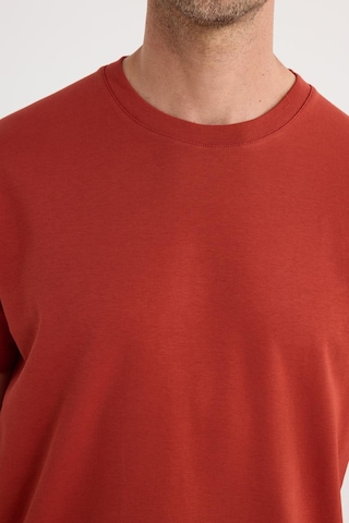 Tudors Unisex Relax Fit Rahat Kesim %100 Pamuk Yumuşak Dokulu Hafif Kalın Kiremit Bisiklet Yaka Tişört-36914 KIREMIT
