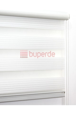 Buperde Beyaz Dar Pilise Pliseli Zebra Stor Perde