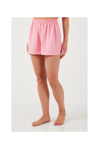 Lela Gömlek Yaka Beli Lastikli Kısa Kollu Şortlu Bayan Pijama Takımı 611Pt00123 Pembe