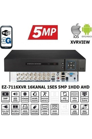 Ezcool Ez-7116xvr 16ch 5mp Koaksiyel Ses Xvrview Kayıt Cihazı