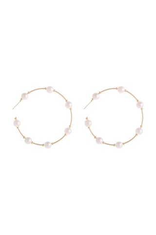 Gelin İnci Halka Küpe Vintage Büyük Yuvarlak Halka Küpe Düğün Gold