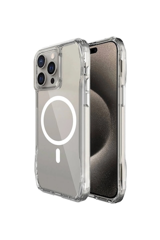 Apple Apple iPhone Uyumlu 15 Pro Kılıf M-safe Şarj Özellikli Airbagli Şeffaf Zore İncek Kapak