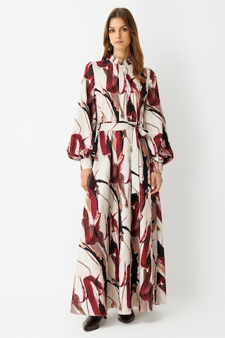 Özel Baskılı Elbise Bordo Bordo