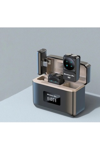 Q12 Iphone Ve Android Uyumlu Kablosuz Yaka Mikrofonu Göstergeli Led Şarj Kutulu Gürültü Azaltma