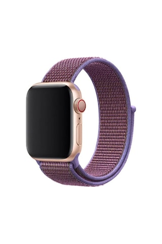 Apple Watch 3 Series 38mm Uyumlu Kordon Spor Loop Silikon Hasır Örgü Lilac Kordon Kayış