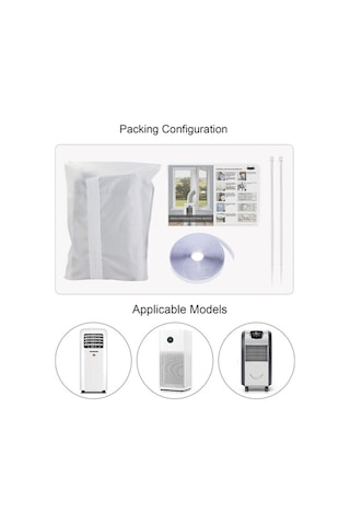 Fortunelane Portatif Klima Pencere Tutanak - 210d Isı Yalıtımı, Su Geçirmez, Evrensel Uyumlu, Gümüş Gri, 4 Metre