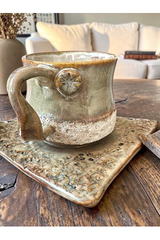 3 Li Terra El Yapımı Stoneware Fincan Açık Bej
