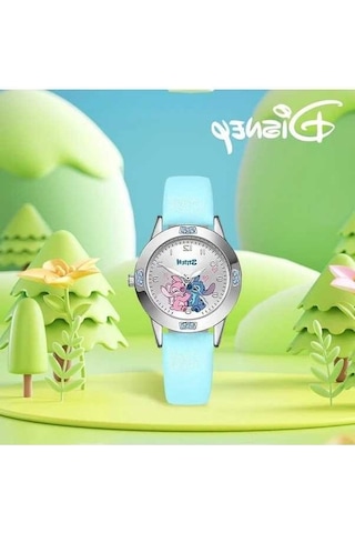 Trendooze Disney Stitch Çocuk Kol Saati Mavi Doğum Günü Hediyesi Okul Ofis Çocuklar İçin Mavi