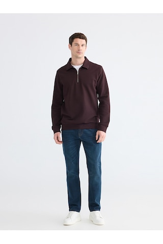 Lcwaıkıkı Classic Mürdüm Polo Yaka Erkek Sweatshirt