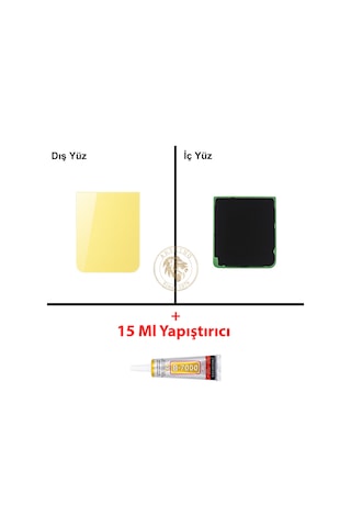Samsung Galaxy Z Flip 5 Sarı Renk Arka Kapak + B7000 Yapıştırıcı Arka Cam Batarya Kapağı Pil Kapağı Lazer Kesim Back Cover Galaxy Z Flip 5 Uyumlu 76954861