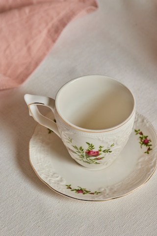 Karaca Vintage Rose Kahve Fincanı Ve Tabağı 100 Ml Çok Renkli