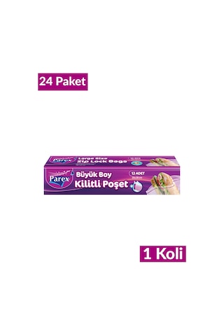 Kilitli Buzdolabı Poşet Büyük Boy 12'li 26 X 28 Cm 24 Paket 1 Koli