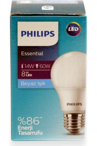 Philips Essential 8W Led Ampul Beyaz Işık Phılıps Philips Essential 8W Led Ampul Beyaz Işık Phılıps