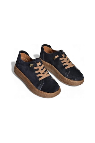 Fox Shoes V999060502 Lacivert Hakiki Deri Süet Kadın Spor Ayakkabı Sneakers Lacivert
