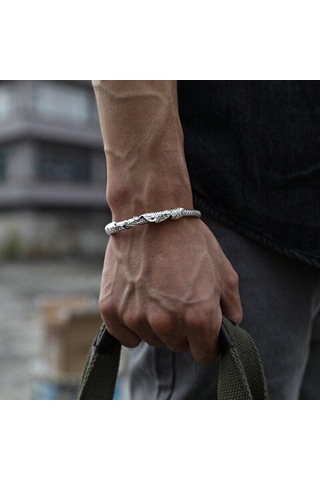 925 Ayar Gümüş Lotus Manşet Bilezik Ve Bilezikler Erkek Kadın El Yapımı Vintage Takı Gümüş