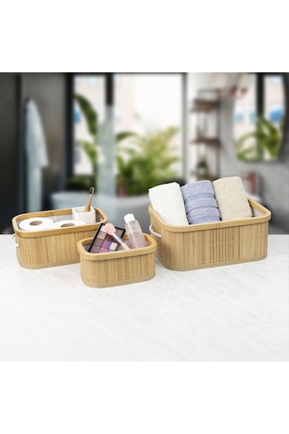 Decolove Bambu Çok Amaçlı Üçlü Sepet