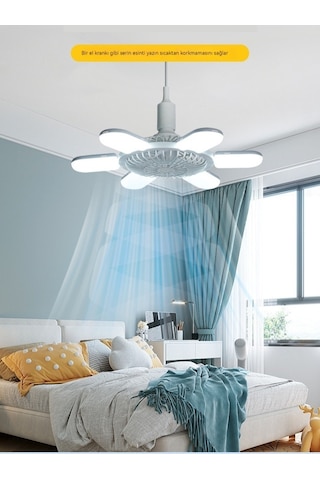 E27 Vidalı Fan Işığı Katlanabilir Tavan Fanı Işığı-beyaz