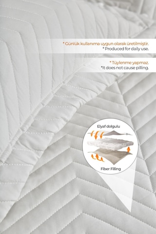 Evlen Home Ross %100 Pamuk Tek Kişilik Yatak Örtüsü Pike Takımı Kapitone Çizgili Günlük Yıkanabilir Beyaz