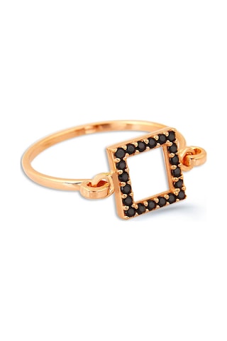 Kuyumcudukkani Elişi Kare Şekilli Taşlı Yüzük-10313-r-blk Rose Gold