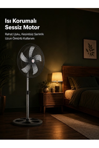 Microstar 18" 45cm Ayaklı Vantilatör 75w 3 Kademeli Salınımlı 5 Kanat Alüminyum Pervane - Msr-2618
