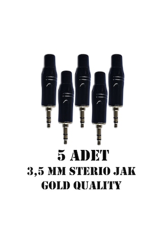 3.5 Mm Stereo Çivi Jak Lehim Tipi Fiş Kulaklık Aux Bilgisayar Ses Kablosu Giriş Tamir Jakı 5 Adet Siyah