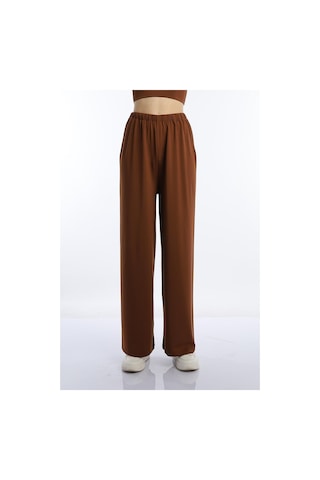 Quhox Kadın Allegro Kumaş Oversize Pantolon Kahverengi