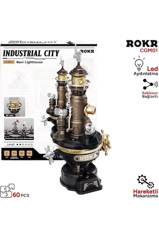 Rokr Cgm01 Navi Lighthouse Dıy Mechanical 3d Puzzle Maket Model Seti 3d Model Kit Detaylı Dekoratif Hobi Seti Hareketli Ve Işıklı