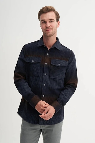 Cazador Regular Fit Cepli Oduncu Desenli Vintage Gömlek-23005 Lacivert