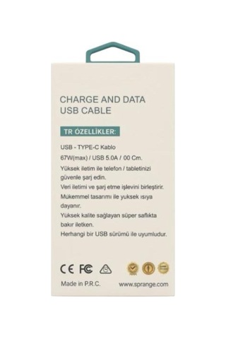 100 Cm Usb Type-c Şarj Ve Data Kablosu 67w Max Destekler - Beyaz- Tek Ebat