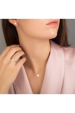 Sembol Gold Altın Yıldız 3'lü Takı Seti 14k Gold T8472 Renkli