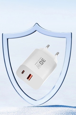 C89q 1 Adet 30w Type-c Ve 1 Adet 22.5w Usb Çıkışlı Ekstra Dl48 1m Usb To Lightning Kablolu Pd Şarj Cihazı - Beyaz