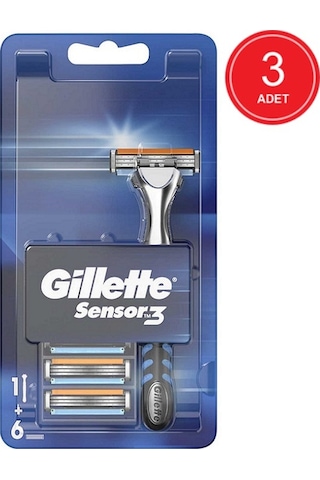 Gillette Sensor3 Tıraş Makinesi + Yedek Tıraş Bıçağı 3 x 6'lı
