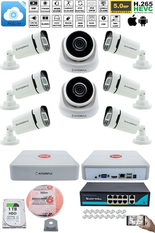 Ip Güvenlik Kamera Seti 2 İç Mekan , 6 Dış Mekan Kdj-2ın6out-v2