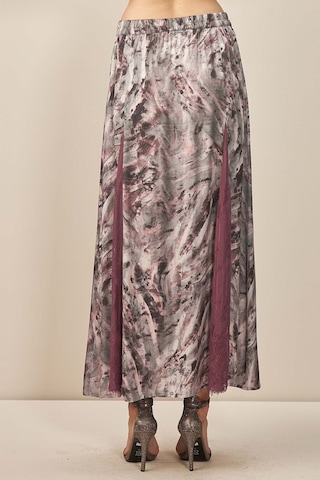 Kloş Gri Desenli Etek Gri