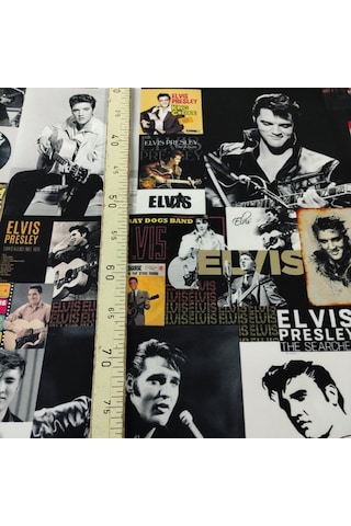 Patchwork Elvis Presley Posterli Dijital Baskılı Kumaş