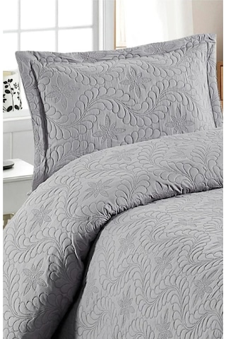 Tek Kişilik Düz Renk Kapitone Yatak Örtüsü, Sade Ve Şık Görünüm 175 X 250cm Gri