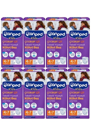 Canped Kids Çocuklar İçin Tekstil Yüzeyli Külot Bez 17-30 KG 4-7 Yaş 8 x 9 Adet