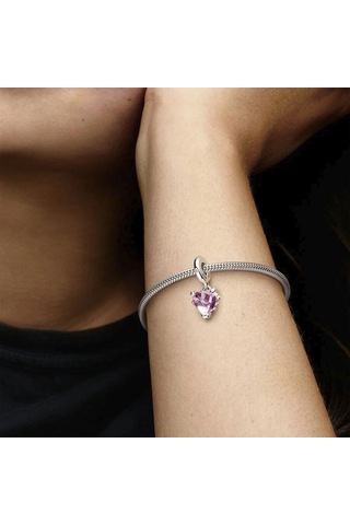 Nur Silver Pembe Aile Ağacı Ve Kalp Sallantılı Charm Nur-cm00453 Gümüş