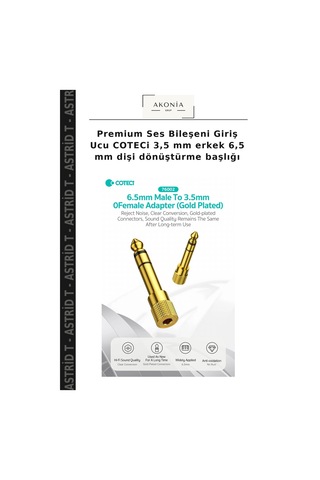Premium Ses Bileşeni Giriş Ucu Coteci 3,5 Mm Erkek 6,5 Mm Dişi Dönüştürme Başlığı