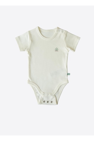 Kitikate Organik New Basic Uzayan Kısa Kol Body Bebek Boy Ekru Ekru