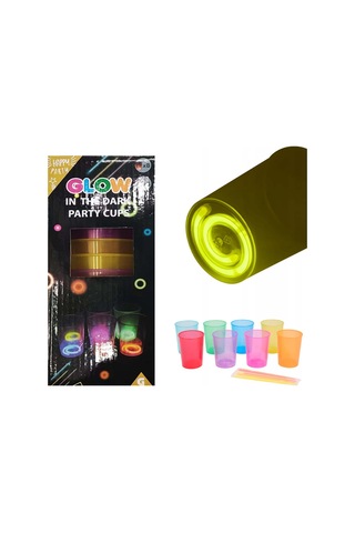 Karanlıkta Yanan Gece Işığı Mega Glow Bardaklar 8 Adet 8.5 X 10.5 Cm Pembe