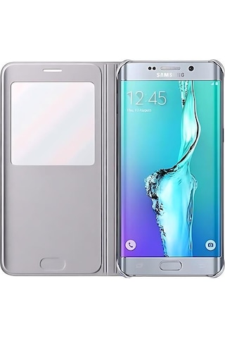 Galaxy S6 Edge Plus İle Uyumlu Kılıf S View Cover Ef-cg928psegtr Gümüş