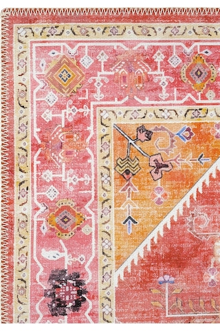 Cool Halı Beylerbeyi By 837 Pembe Halı Etnik Desenli Otantik Ev Salon Halısı Yıkanabilir Şönil Halı